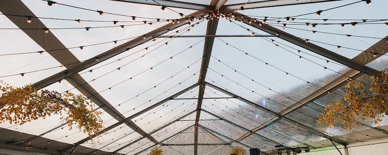 Clear Top Wedding Tent With Festival Lighting