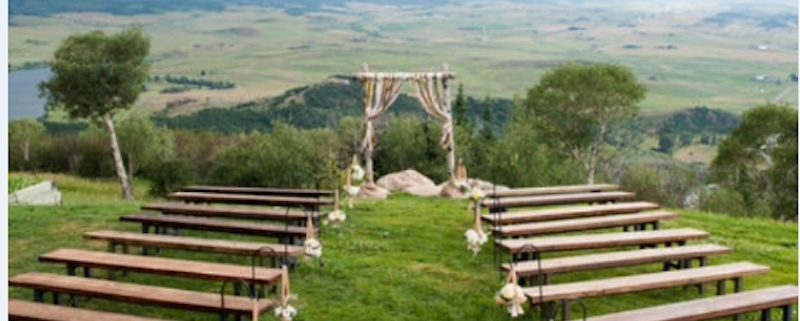 Rustic Wooden Ceremony Benches With Shepard's Hooks