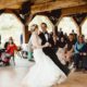 wedding rentals-Birch Dance Floor & Mahogany Padded Chairs