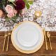 Rustic Chic Farm Table & X Back Chairs With Gold Flatware & Lace Runner