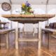 Rustic Farm Table & Benches With Iron Legs