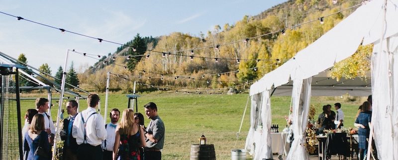 NaviTrac Tent With Wooden Strata Floor, Whiskey Barrels & Festival Lighting