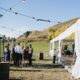 NaviTrac Tent With Wooden Strata Floor, Whiskey Barrels & Festival Lighting