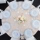 White Padded Wedding Chairs With Luster China, Hammered wedding silverware rental & Black Astro Turf