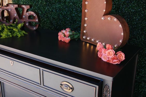 Black antique decor dresser