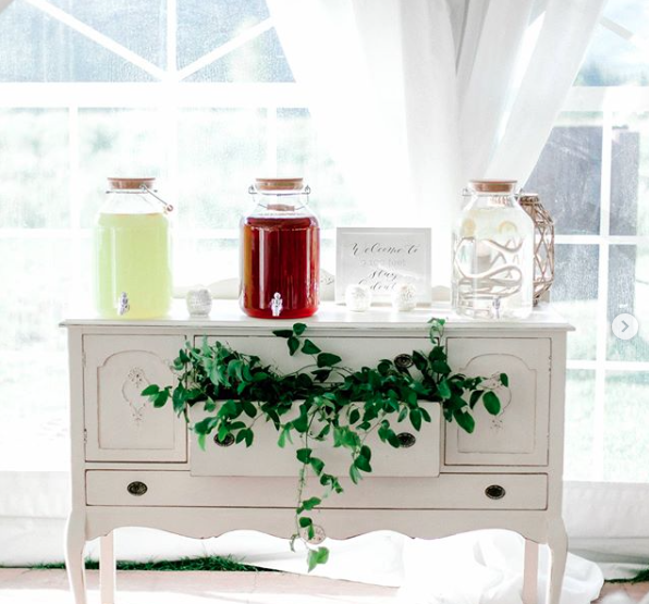 Antique dresser beverage table